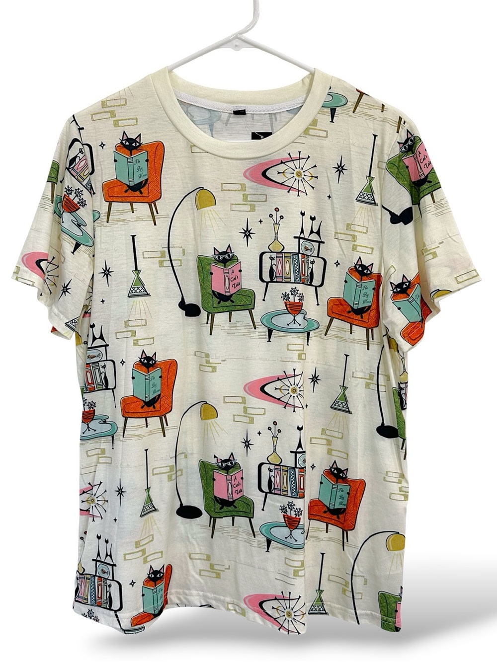 La Sensua Cream Tee with Retro Atomic Print